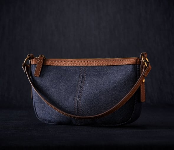 A handbag in denim-blue twill.