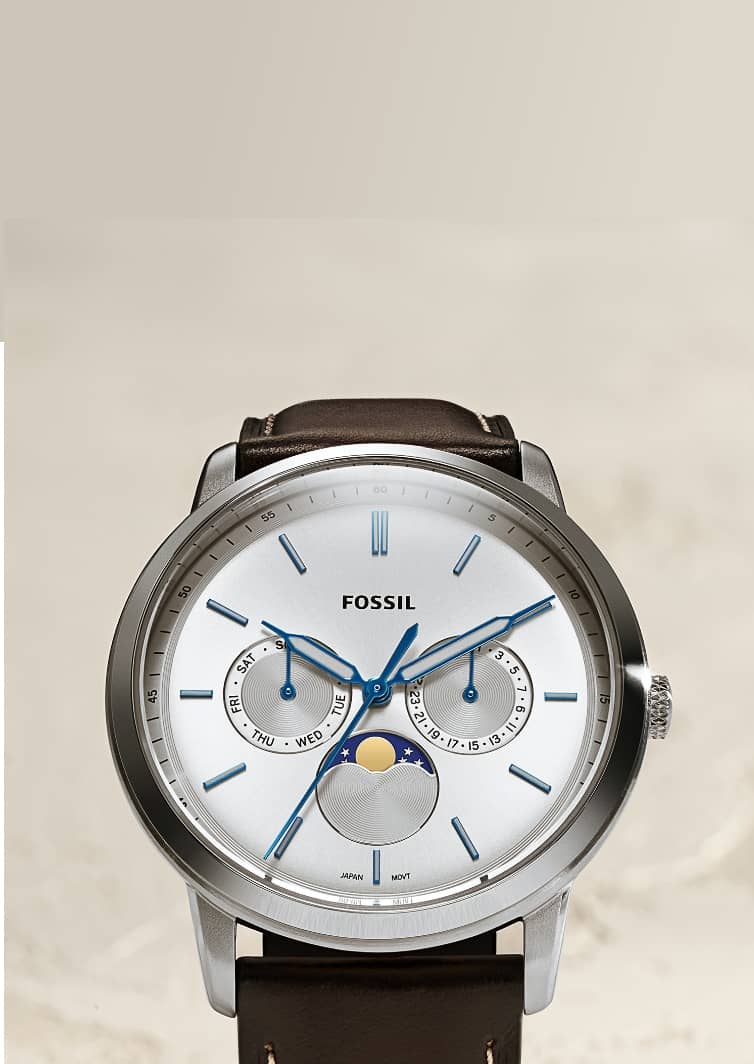 Moonphase Fossil Watch Neutra LiteHide™ FS5905 Brown - Leather - Multifunction